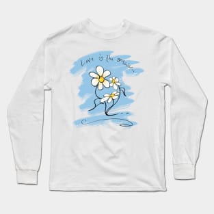 Love is the answer hand drawn Flowers Long Sleeve T-Shirt